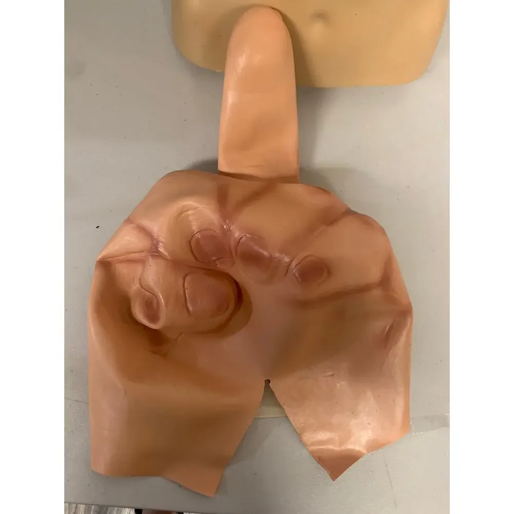 Latex Middle Finger Head Mask, Funny Prank Mask for Halloween Party Cosplay Bar
